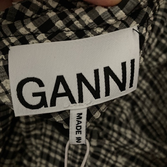 Ganni Ruched Seersucker Checked Mini Dress, EU 32 (NWT) - Picture 4 of 5